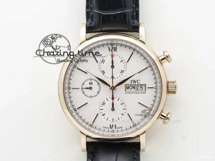 MIROTIME 0128 Youthful Pilot Spitfire 3878 Chrono BP Gray Dial SS On Black Leather Strap A 7368